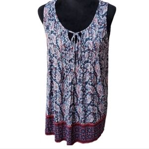 Motherhood Tank Top Blouse Womens Medium Paisley Blue White Red Floral